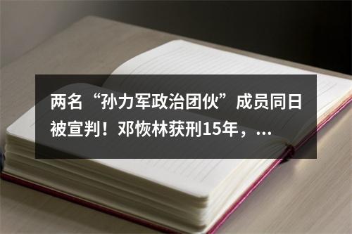 两名“孙力军政治团伙”成员同日被宣判！邓恢林获刑15年，龚道安被判无期