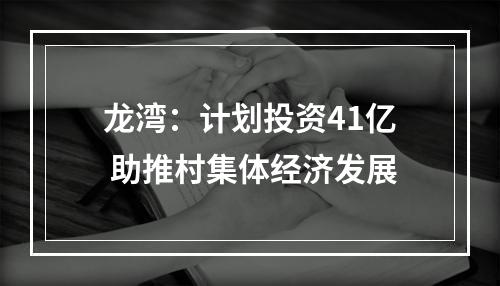 龙湾：计划投资41亿 助推村集体经济发展