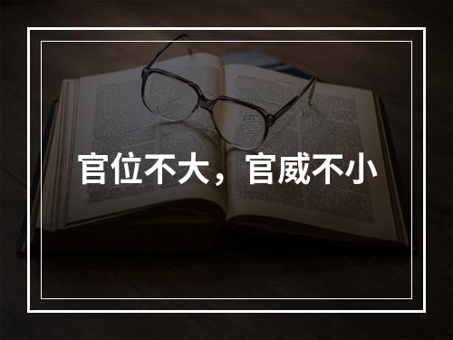 官位不大，官威不小