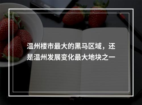 温州楼市最大的黑马区域，还是温州发展变化最大地块之一