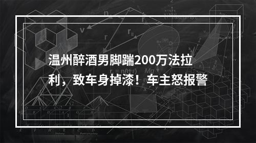 温州醉酒男脚踹200万法拉利，致车身掉漆！车主怒报警