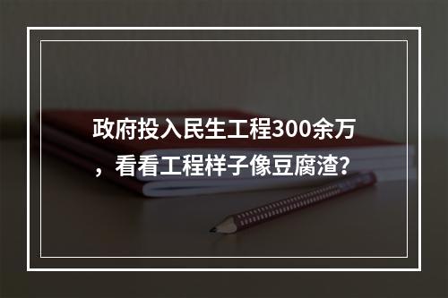 政府投入民生工程300余万，看看工程样子像豆腐渣？