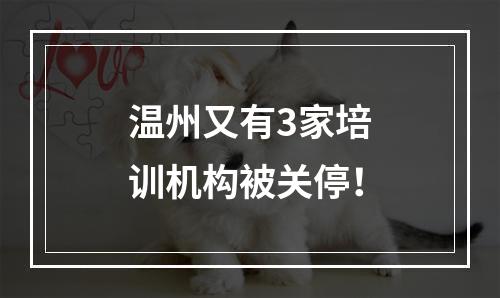温州又有3家培训机构被关停！