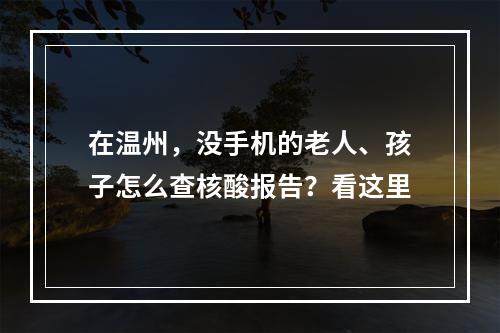 在温州，没手机的老人、孩子怎么查核酸报告？看这里
