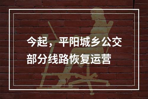 今起，平阳城乡公交部分线路恢复运营