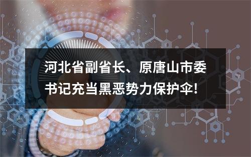 河北省副省长、原唐山市委书记充当黑恶势力保护伞!