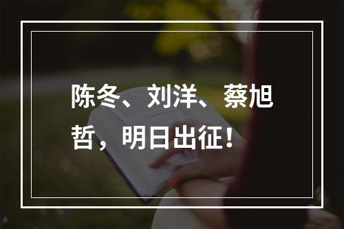 陈冬、刘洋、蔡旭哲，明日出征！