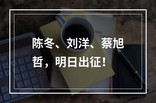 陈冬、刘洋、蔡旭哲，明日出征！