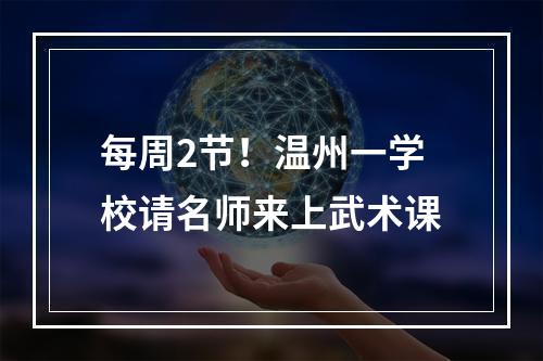 每周2节！温州一学校请名师来上武术课