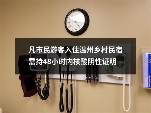 凡市民游客入住温州乡村民宿需持48小时内核酸阴性证明