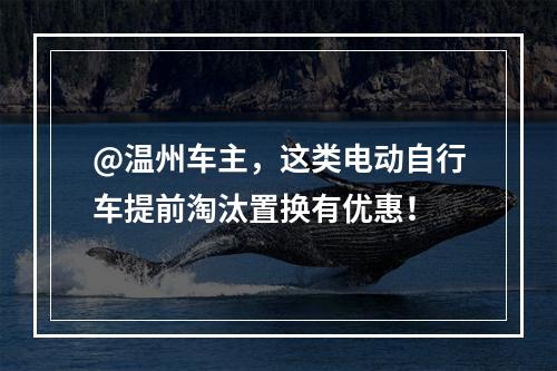 @温州车主，这类电动自行车提前淘汰置换有优惠！
