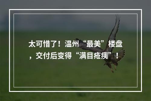 太可惜了！温州“最美”楼盘，交付后变得“满目疮痍”！