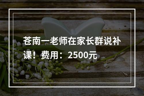 苍南一老师在家长群说补课！费用：2500元