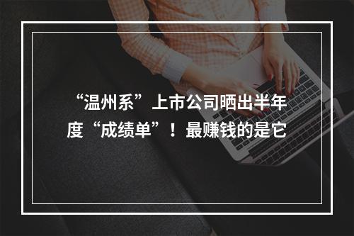 “温州系”上市公司晒出半年度“成绩单”！最赚钱的是它