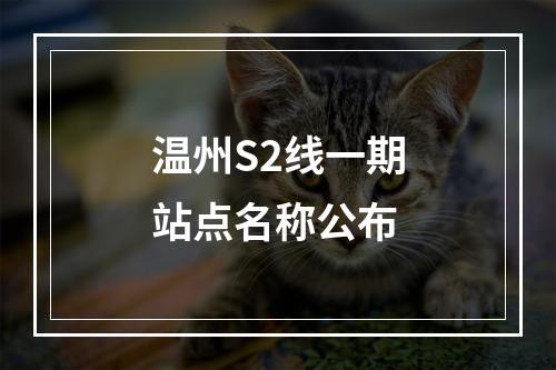 温州S2线一期站点名称公布