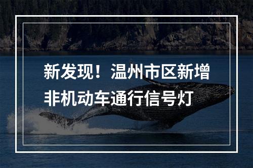 新发现！温州市区新增非机动车通行信号灯