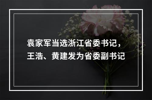 袁家军当选浙江省委书记，王浩、黄建发为省委副书记