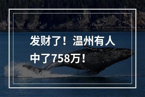 发财了！温州有人中了758万！