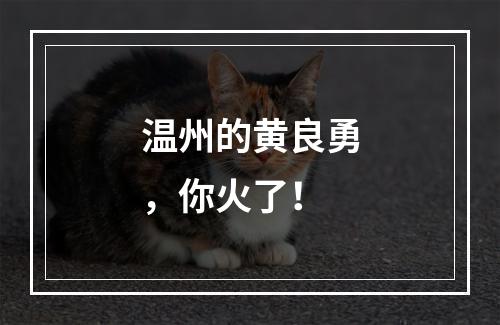 温州的黄良勇，你火了！
