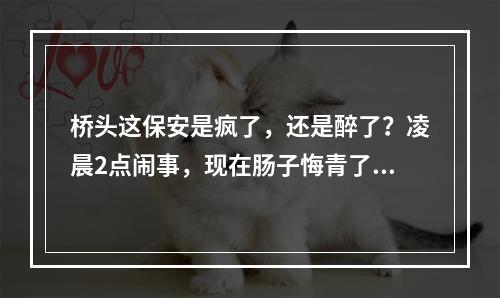 桥头这保安是疯了，还是醉了？凌晨2点闹事，现在肠子悔青了...
