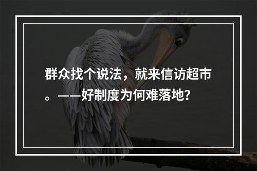 群众找个说法，就来信访超市。——好制度为何难落地？