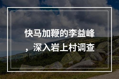 快马加鞭的李益峰，深入岩上村调查