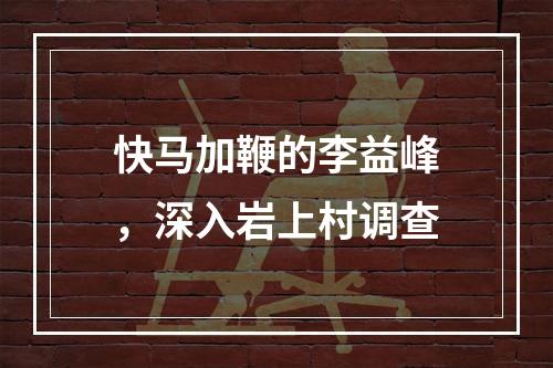 快马加鞭的李益峰，深入岩上村调查