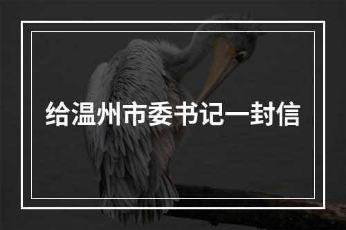 给温州市委书记一封信