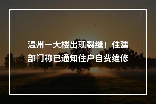 温州一大楼出现裂缝！住建部门称已通知住户自费维修