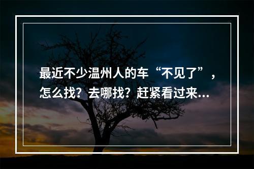 最近不少温州人的车“不见了”，怎么找？去哪找？赶紧看过来！