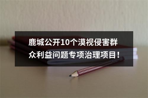 鹿城公开10个漠视侵害群众利益问题专项治理项目！