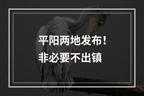 平阳两地发布！非必要不出镇