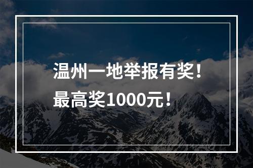 温州一地举报有奖！最高奖1000元！