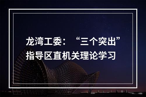 龙湾工委：“三个突出”指导区直机关理论学习
