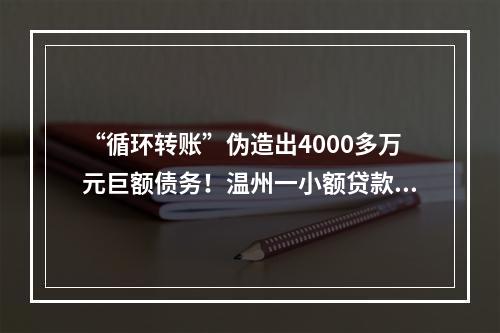 “循环转账”伪造出4000多万元巨额债务！温州一小额贷款公司被警方立案调查