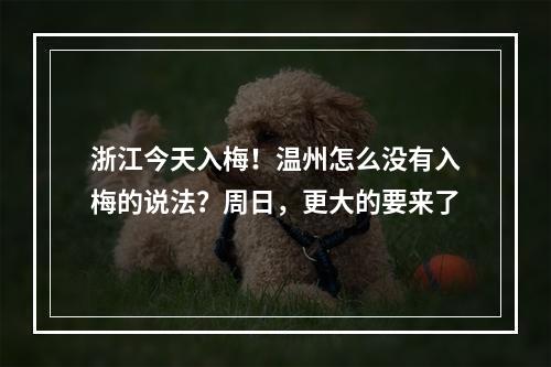 浙江今天入梅！温州怎么没有入梅的说法？周日，更大的要来了