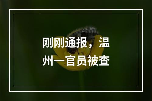 刚刚通报，温州一官员被查