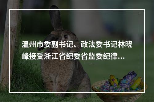 温州市委副书记、政法委书记林晓峰接受浙江省纪委省监委纪律审查和监察调查