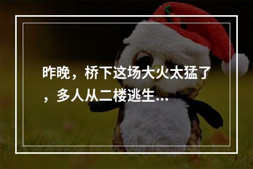 昨晚，桥下这场大火太猛了，多人从二楼逃生...