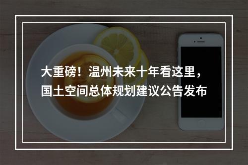 大重磅！温州未来十年看这里，国土空间总体规划建议公告发布