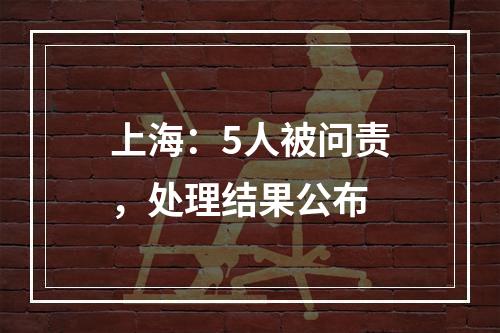 上海：5人被问责，处理结果公布