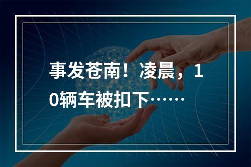 事发苍南！凌晨，10辆车被扣下……