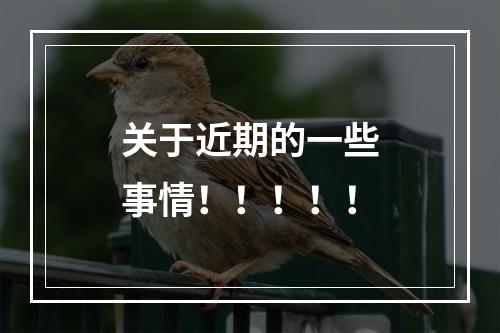关于近期的一些事情！！！！！