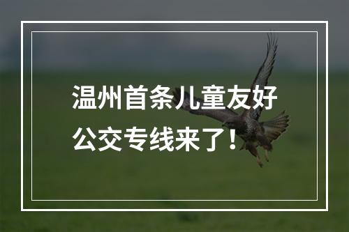 温州首条儿童友好公交专线来了！