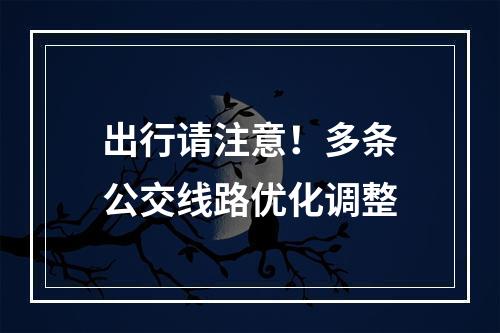 出行请注意！多条公交线路优化调整