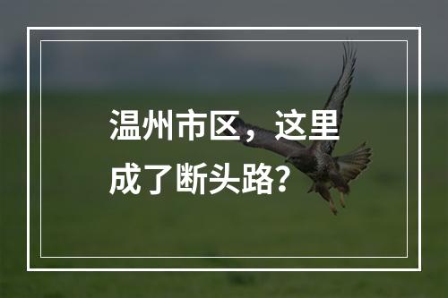 温州市区，这里成了断头路？
