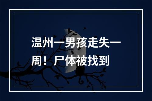 温州一男孩走失一周！尸体被找到