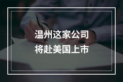 温州这家公司将赴美国上市