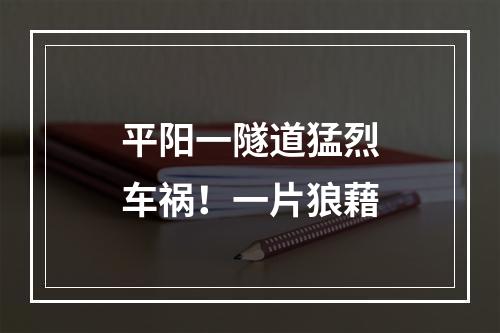 平阳一隧道猛烈车祸！一片狼藉