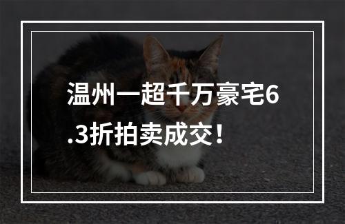 温州一超千万豪宅6.3折拍卖成交！